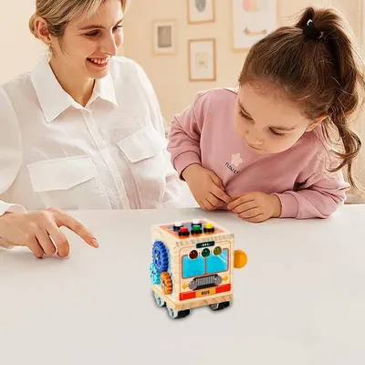 Busy Cube Bus Design Activity Board Interactive Travel Toys For Fine Motor Skill Development