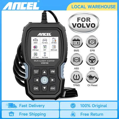 ANCEL VOD700 OBD2 Scanner ABS Bleeding Injector Oil ETC BMS EPB TPMS DPF Reset for Volvo Car Code