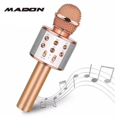 WS858 Bluetooth-compatile Wireless Microphone Karaoke Handheld Microphone USB KTV Player Mic Speaker