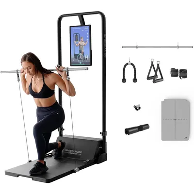 Smart Home Gym System, Multifunctional Smith Machine Home Gym Power Cage, Portable Cable Machine for