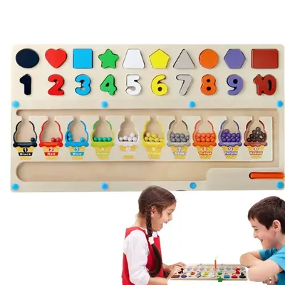 Magnetic Color Maze Montessori Board Wooden Number Shape Learning Number Shape Learning Color