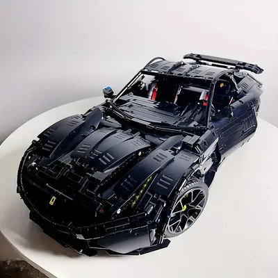 Super Racing Car F12 Model Building Blocks Classic Cars Black Knight 1:8 Size Assembly Set Bricks