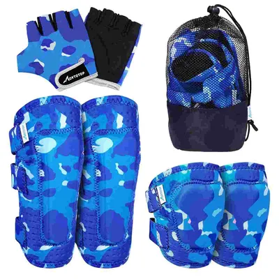 Kids Riding Gear Knee Pads and Elbow Child Protective Kit for Equipment Camouflage Knee Pad