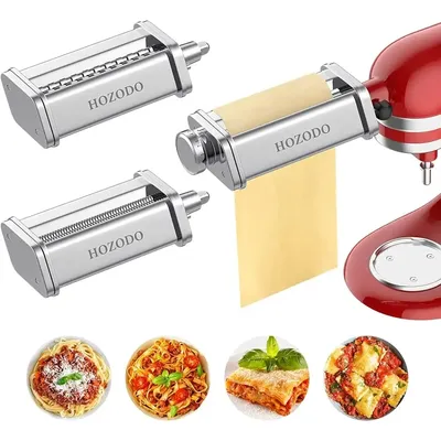 Pasta Attachment for KitchenAid Mixer, Includes Pasta Sheet Roller, Spaghetti Fettuccine Cutter,