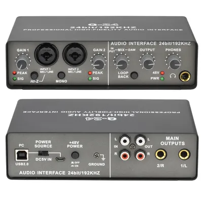 Professional Audio Interface Sound Card with Monitoring Electric Guitar Live Recording Audio