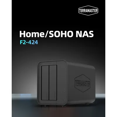 TERRAMASTER F2-424 NAS Storage 2Bay - Quad-Core, 8GB, 2.5GbE Port , Network Attached Storage with High Performance (Diskless)