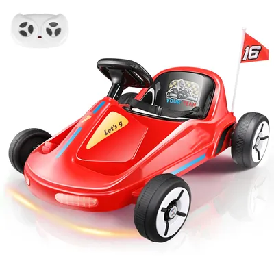 12V Toddler Go Kart, Portable Electric Ride on Race Car, Quick Assembly Car Toy Colorful Flashing