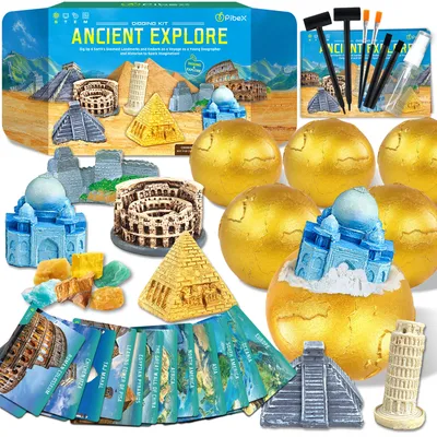 Ancient Wonders Dig Kit 6-in-1 Wonders of the World Excavating Set Science Educational Set Activity,