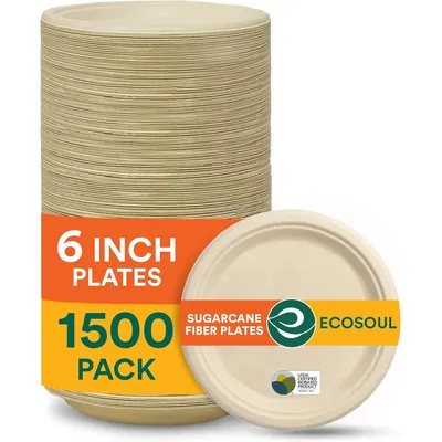 6 Inch Small Paper Plates [1500-Pack] Small Disposable Bulk Party Heavy Duty