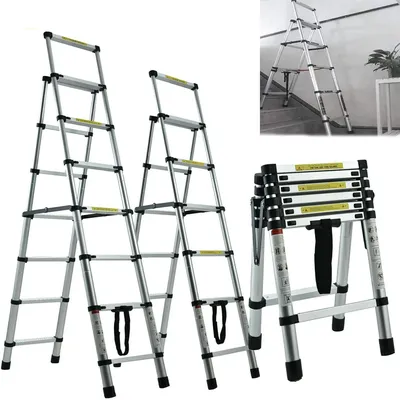 DayPlus Telescopic Ladder,Portable Step Aluminium Extension Ladder,A-Frame Multi-Purpose Anti-Slip
