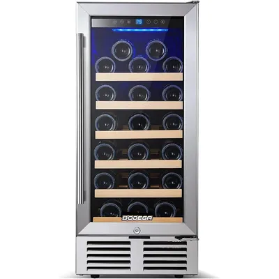 15 Inch Wine Cooler Under Counter, 26 Bottles Mini Fridge Wine Cooler Refrigerator, with