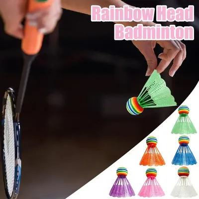 Shuttle Badminton Hit-Resistant Badminton Toy Balls 6pcs Rainbow Ball Head Hit-Resistant Badminton