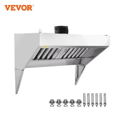 SucceBuy 4/5/6/7/8/9FT Commercial Exhaust 201 Stainless Steel Concession Hood Under Cabinet Range Hood Kitchen Vent Hood Sliver