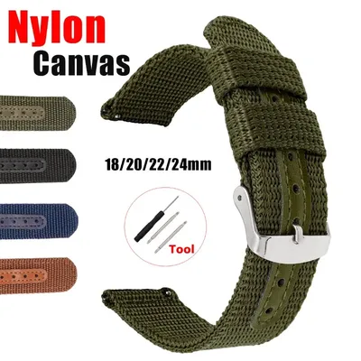 Canvas Nylon Watch Band 18mm 20mm 22mm 24mm Breathable for Huawei Samsung Watch Replace Bracelet for