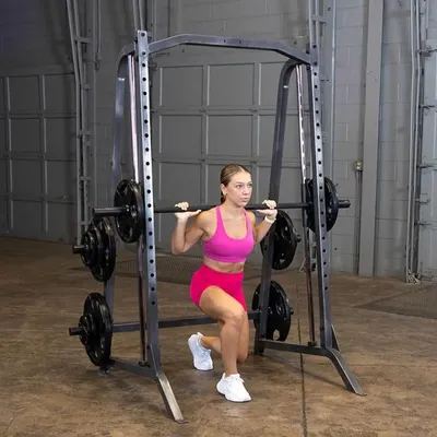 Smith Machine for Home Gym - Strength Training Equipment with Safety Catches, Squat Rack Cage, Half