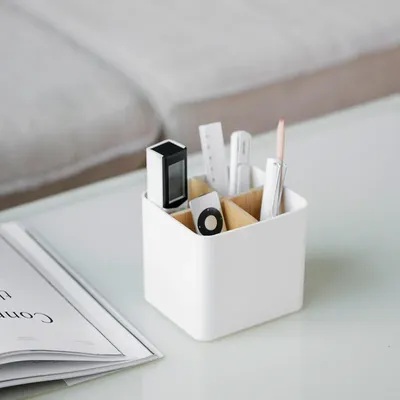 Hollow Desktop Organizer Storage Box, Multifunction Stationery Holder, Phone Stand, Office Supplies,