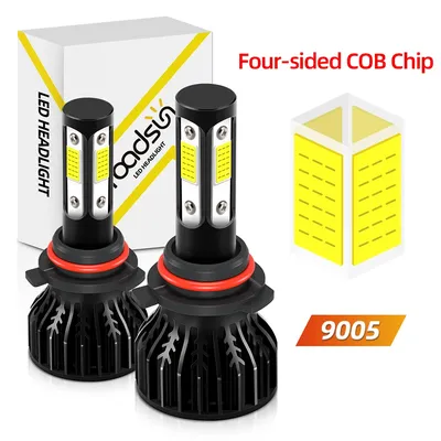 9005/HB3 9006/HB4 H7 H11 High Low Beam Light H13 H4 9004 9007 LED 30000LM 4 Sides COB Chips With Fan