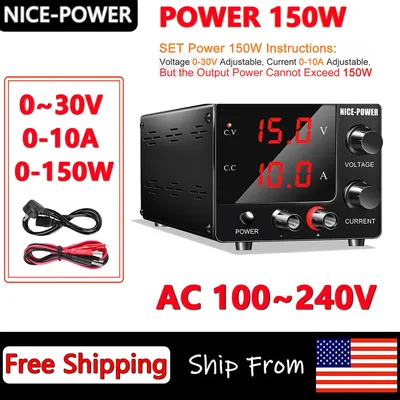 0-150W Lab Adjustable Power Supply DC 15V 20V 25V 30V 5A 6A 10A Switching Voltage Regulated Power