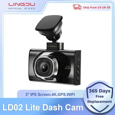 LINGDU LD02 Lite Dash Cam 3inch Screen 4K Front 1080P Rear Camera 5.8Gh WiFi GPS Voice Control 24H