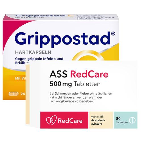 Grippostad C® bei Erkältung und grippalen Infekten + Redcare ASS 500mg 24+80 St Set