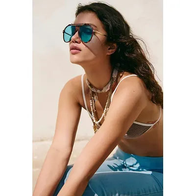 Ventura Oversized Aviator Sunglasses at Free People in Tortoiseshell/Blue Lens