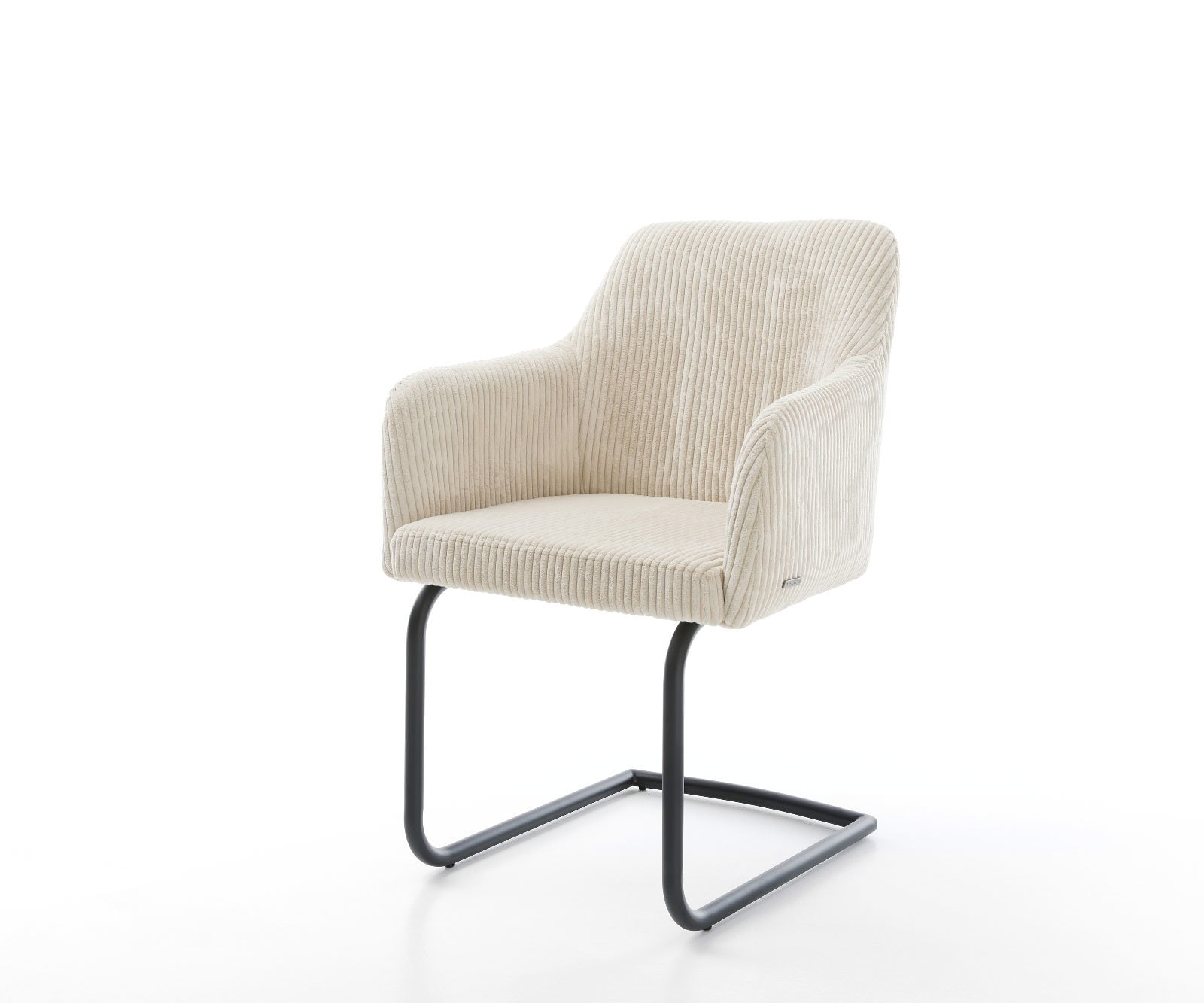 DELIFE Freischwinger Greg-Flex Cord Beige Freischwinger rund Schwarz Taschenfederkern, Esszimmerstühle Image