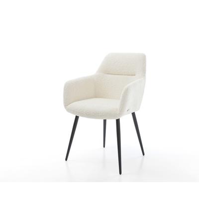 DELIFE Esszimmerstuhl Pejo-Flex Bouclé Weiß 4-Fuß konisch Schwarz Taschenfederkern, Esszimmerstühle Image
