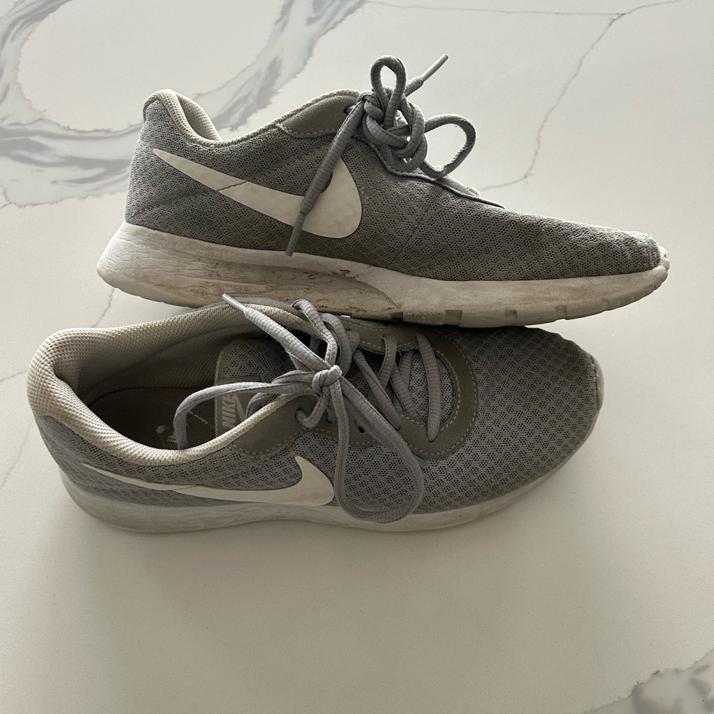 Nike Shoes | 2/$20 Nike Tanjun Tennis Shoes Gray White Womens Size 9 Used Condition | Color: Gray/White | Size: 9