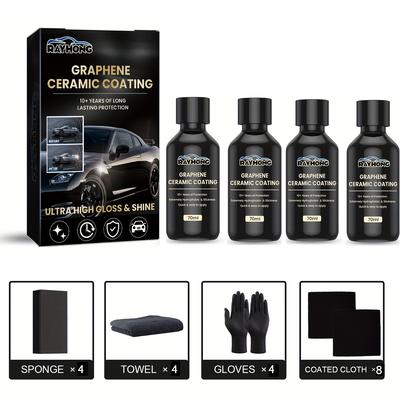 TEMU 4pack Automotive Graphene Ceramic Coating Ultra Water Plating Waterproof Coating Sealing Glaze Maintenance Car Paint