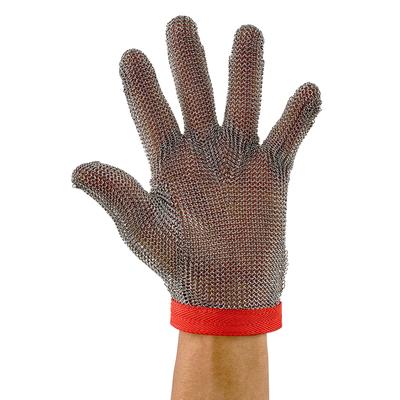 Winco PMG-1M Medium Cut Resistant Glove - Stainless Steel, Red Wrist Band