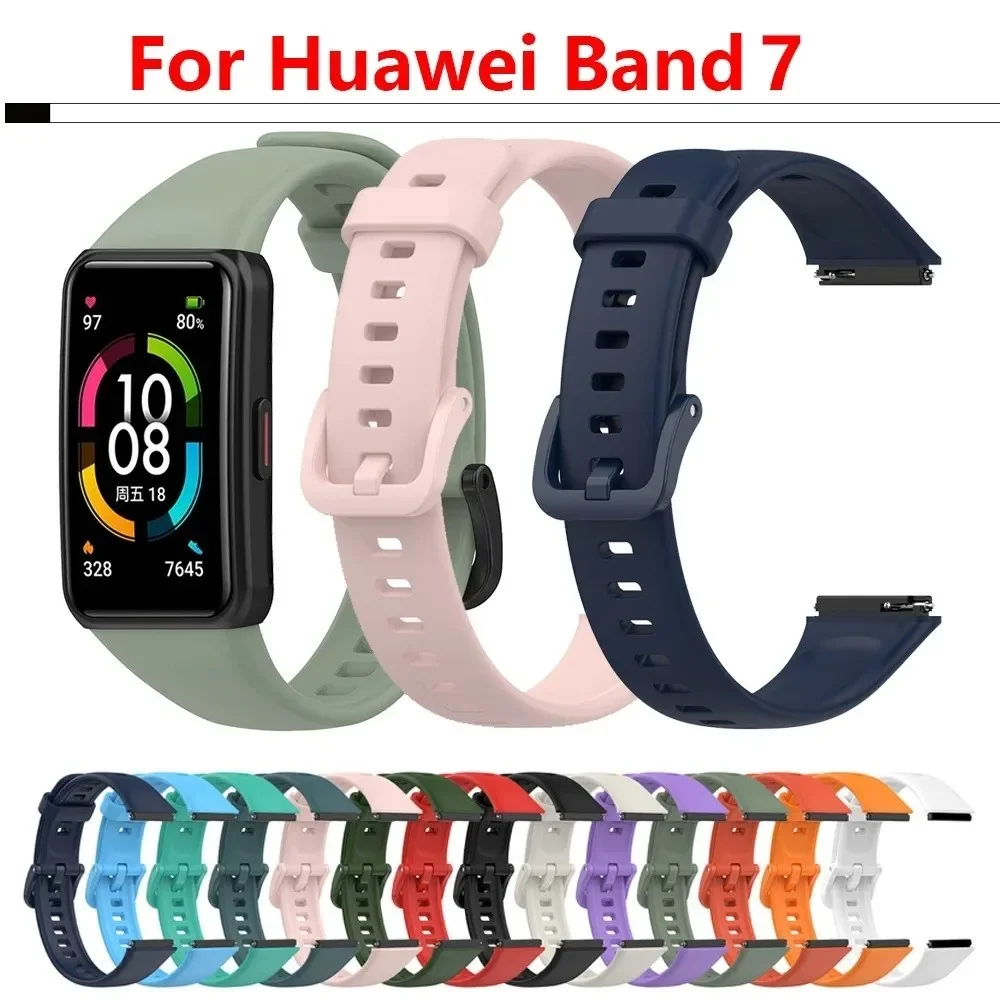 Huawei Band 7 Sport silikon kordonlu saat akıllı saat kayışı için Image