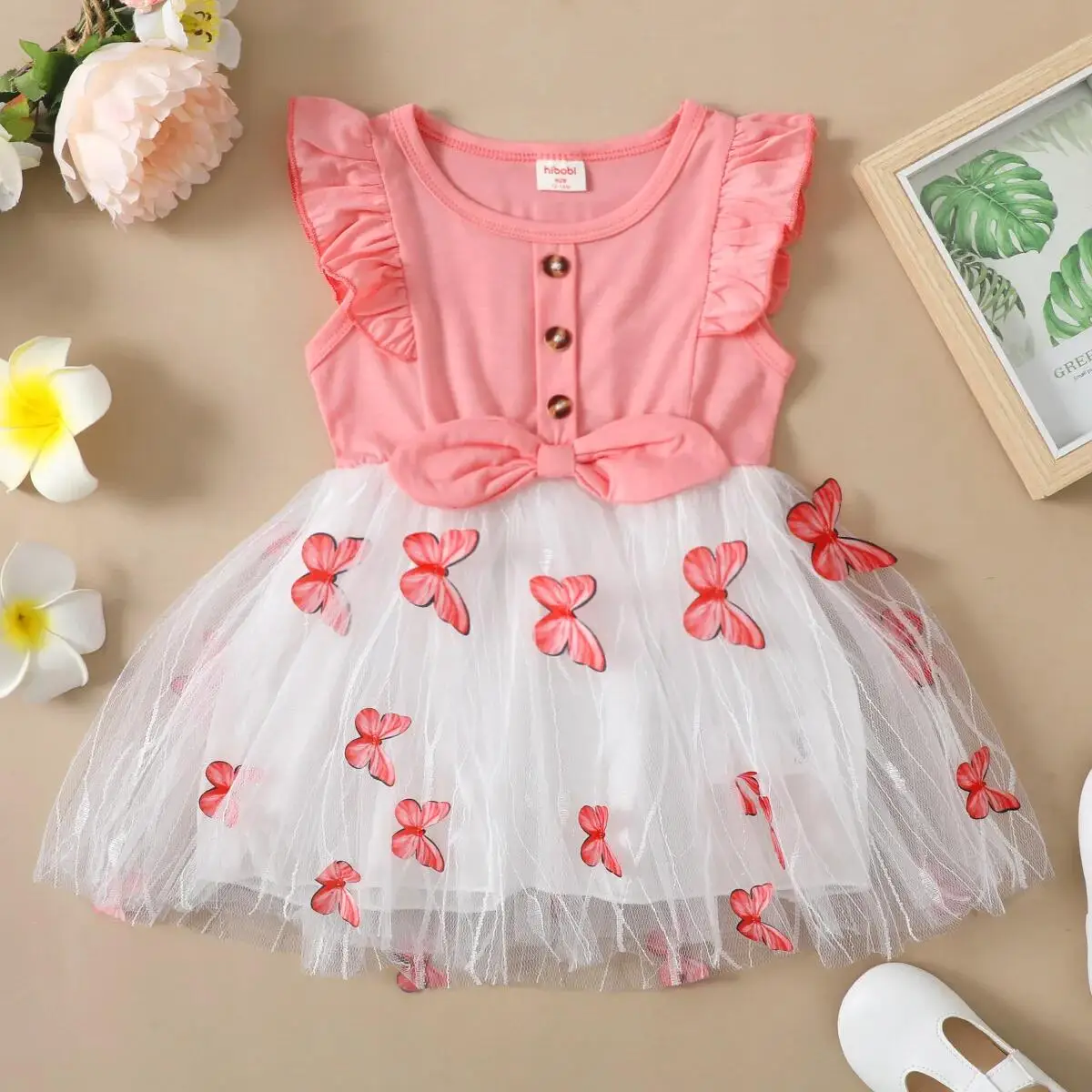 1-5 Jahre Kinder Mädchen Prinzessin Kleid Schöne Schmetterling Rüschen Tüll Kleid Kleinkind Mädchen Geburtstag Party Rock Mode Baby Kleidung Image