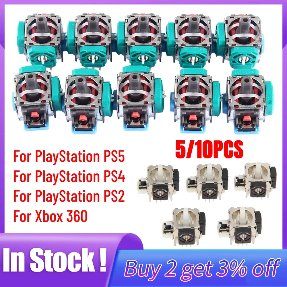 10/5 Stück 3D Analog Joystick Stick Sensor Modul Potentiometer Thumb Stick Ersatzteile für PlayStation PS5/PS4/PS2/Xbox 360 Image
