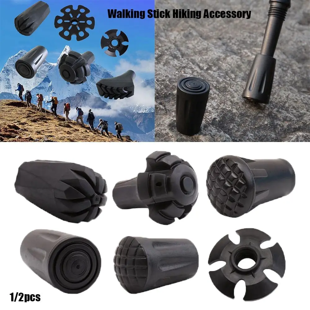 1PC Neue Schwarz Nordic Walking Stöcke Trek Pole Teleskop Alpenstock Krücke Spazierstock Wandern Zubehör Image