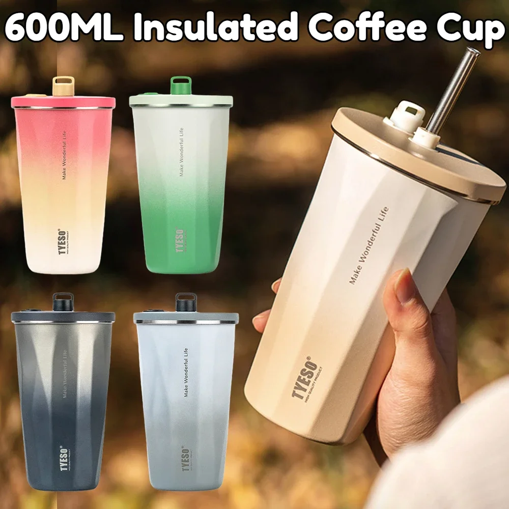 600ml Edelstahl Kaffeetasse Reise Thermal wasser flasche Kaffee Thermoskanne Flasche Vakuum flasche isoliert Becher Thermo tassen Image