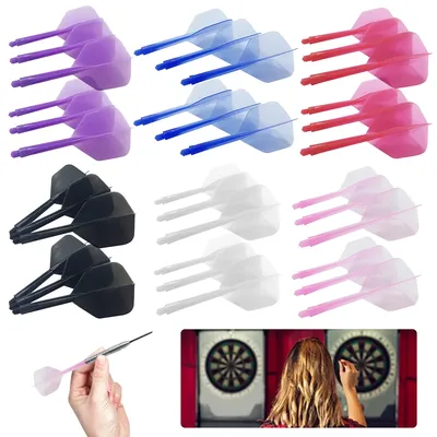 6 Stück integrierte Dart-Schaft und Flights, Anti-Fall, integrierte Dart-Flights und Wellen, langlebig, 2BA-Schraube, In-One-Dart-Flug aus Kunststoff Image