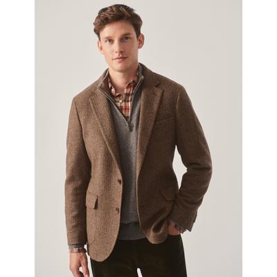 J.McLaughlin Men's McCown Wool Blazer in Herringbone Beige/Brown, Size 38