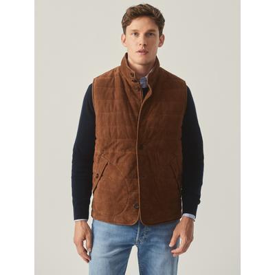 J.McLaughlin Men's Cotswald Suede Vest Whiskey, Size Small