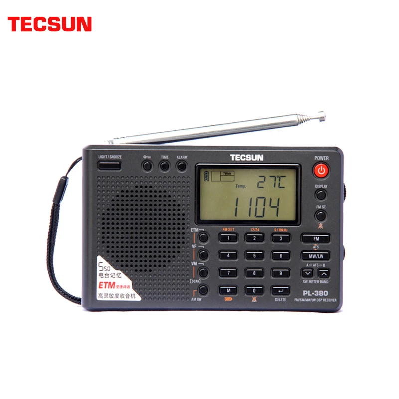 Tecsun PL380/XHDATA D109 DSP professionelles Radio FM/LW/SW/MW Digitaler tragbarer Vollband-Stereo-Empfänger mit guter Klangqualität Image