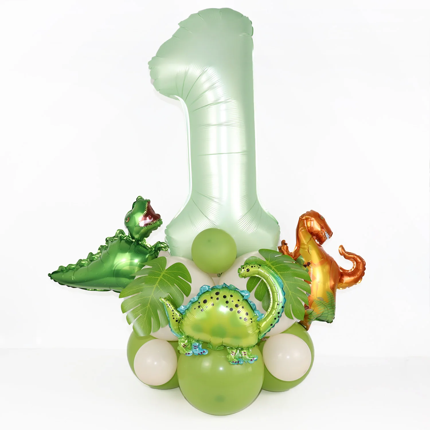 21 Stück Dinosaurier-Thema Avocado Grüne Zahl Ballon-Set Kinder 1 2 3 4 Jahre Alles Gute zum Geburtstag Party Dekorationen Hintergrund Foto Requisite Image