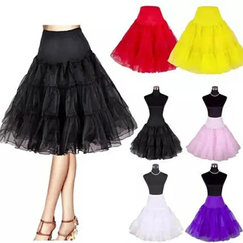 Neuer kurzer Petticoat Vintage 3-lagiger Puffy Organza Petticoat Retro Krinoline Unterrock Rockabilly Cosplay Swing Tutu Rock