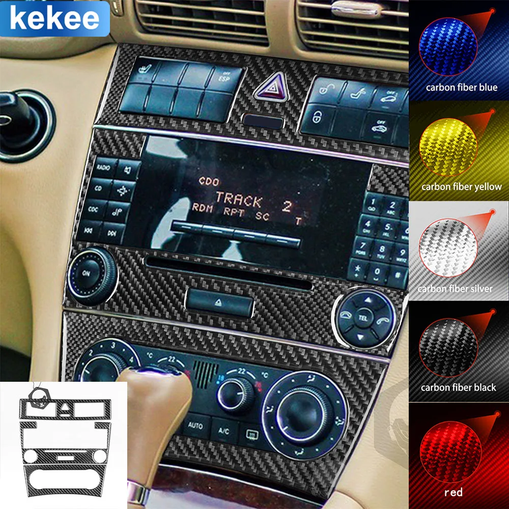 Für Mercedes C Klasse W203 2005 2006 2007 Center Konsole Panel Abdeckung Tuning Real Carbon Fiber Aufkleber Auto Innen Zubehör Image