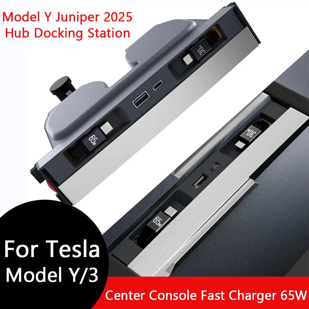 Hub USB Caricatore per Tesla Model Y Juniper 2025-2026 e Model 3 Highland 2024-2026, Accessori per Stazione di Ricarica Console Centrale
