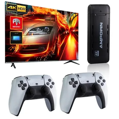 Top 2022 Ampown U9 TV Game Stick With Two 2.4G Wireless Controller 64GB 10000 PS PSP Retro Video