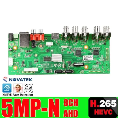 New 6 in 1 H.265+ 8ch 5MP-N AHD DVR Board for AHD 5MP 4MP 1080P 720P Camera Save Big RAM HDD Xmeye