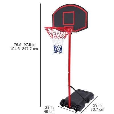 Portable Removable Adjustable Teenager Basketball Rack Black & Red