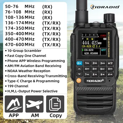 TIDRADIO H3 Walkie Talkie Phone APP Wireless Programming Dual PTT Air Band Long Range Radio USB