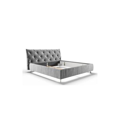 KAWOLA Bett ANNY Polsterbett Kopfteil niedrig Velvet silber 160x200cm