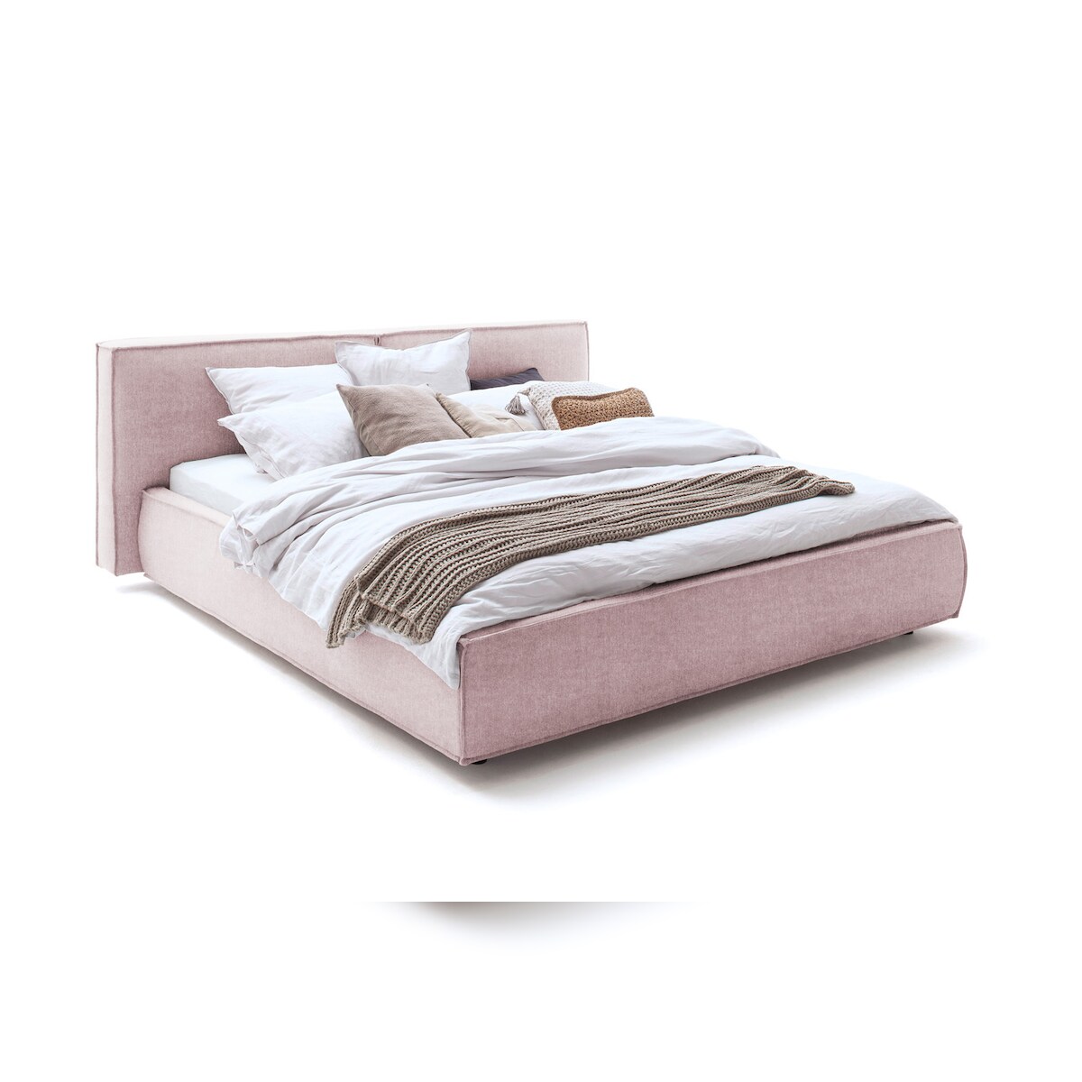 KAWOLA Bett CARLO Polsterbett Stoff rosa 140x200cm Image
