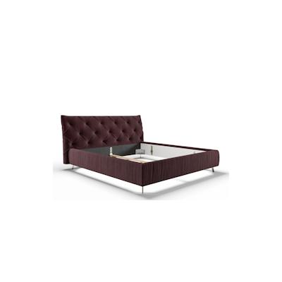 KAWOLA Bett ANNY Polsterbett Kopfteil niedrig Velvet purple 200x200cm